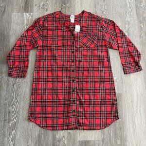 Field Gear FG NEW Red Blue Plaid Cotton Women's Large Nightgown NightShirt